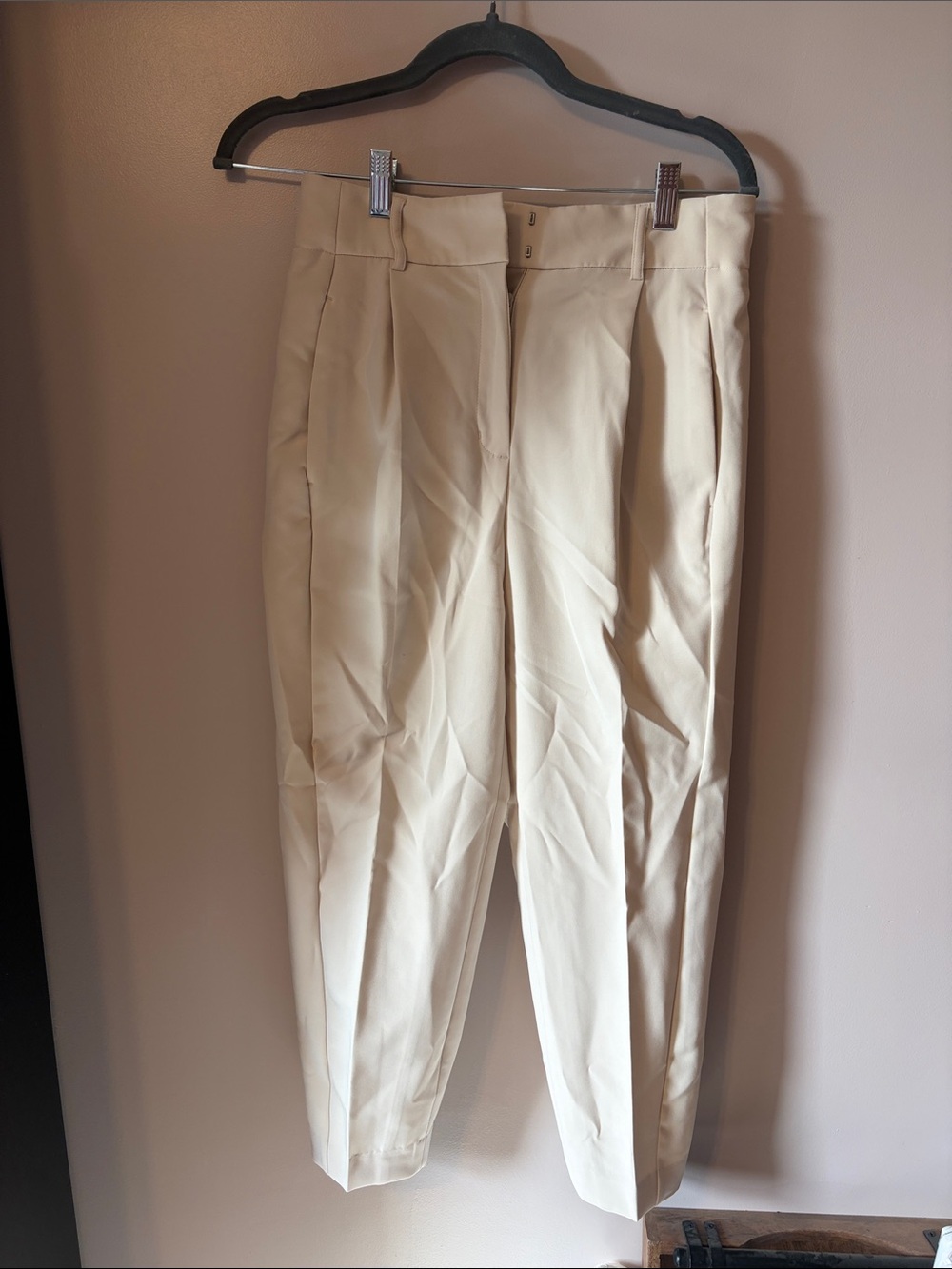 Express Cream Ankle High Rise Dress Pants